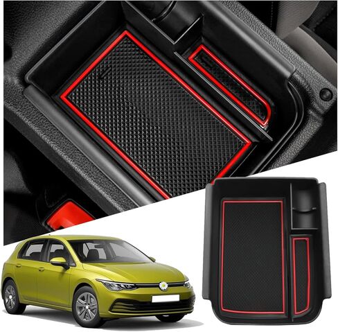 RUIYA for Golf GTI منظم وحدة التحكم المركزية 2020-2023 VW Golf GTI MK8 ملحقات Golf MK8 مسند الذراع وحدة التحكم المركزية مادة ABS صينية وحدة التحكم الوسطى المتوافقة مع 2020 2021 2022 2023 VW Golf GTI MK8 in Saudi Arabia