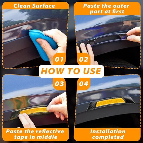 Datanly 6 Pcs Car Reflective Trim Carbon Fiber Side Marker Stickers Exterior Pickup Truck Accessories Car Wheel Door Reflector Guard for Side Bumper Fenders Truck SUV, Black and Yellow in Saudi Arabia