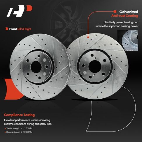A-Premium 13.15 inch (334mm) Front Drilled and Slotted Disc Brake Rotors Compatible with Select Lexus Models - IS200t 2016-2017, IS250 2014-2015, IS300, IS350, GS350, GS430, GS450h, GS460, 2-PC Set in Saudi Arabia