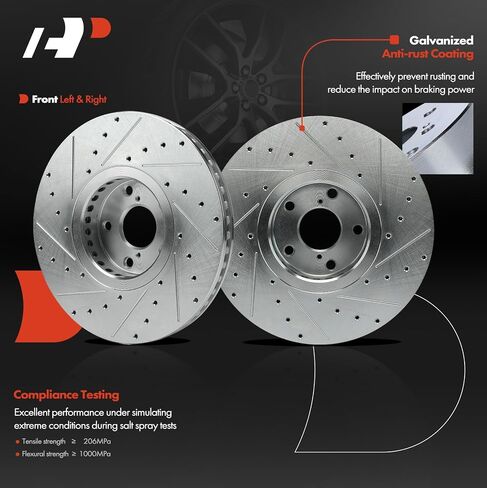 A-Premium 13.15 inch (334mm) Front Drilled and Slotted Disc Brake Rotors Compatible with Select Lexus Models - IS200t 2016-2017, IS250 2014-2015, IS300, IS350, GS350, GS430, GS450h, GS460, 2-PC Set in Saudi Arabia