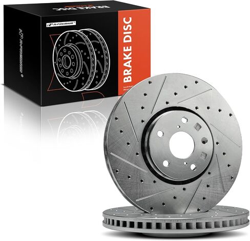 A-Premium 13.15 inch (334mm) Front Drilled and Slotted Disc Brake Rotors Compatible with Select Lexus Models - IS200t 2016-2017, IS250 2014-2015, IS300, IS350, GS350, GS430, GS450h, GS460, 2-PC Set in Saudi Arabia
