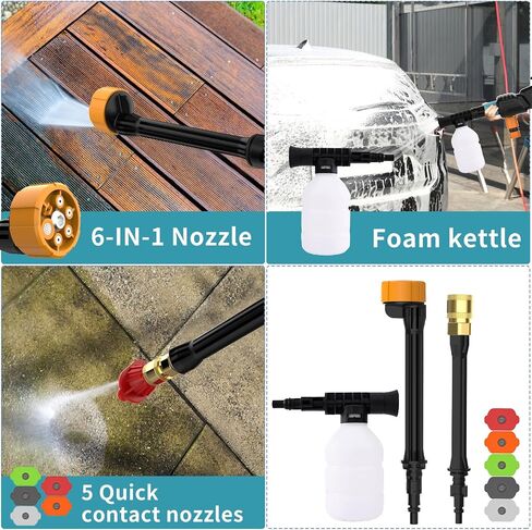 Cordless Pressure Washer, Max 1100 PSI Portable Pressure Washer with 6 Nozzles, Battery Pressure Washer with Bucket, Handheld Power Washer with Hose, Compact Power Washer for Cars/Fences/Siding in Saudi Arabia