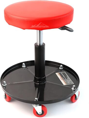 Ruedamann Adjustable 15"-19.5" H Pneumatic Creeper Garage,Holds up to 300 lbs,Shop Seat,Mechanic Stool with Garage Seat,Red in Kuwait
