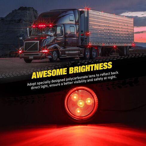 Nilight 10 أجهزة كمبيوتر شخصية مستديرة مقطورة LED علامة التخليص ضوء العنبر الأحمر 4 LED فلوش جبل مع المكونات جروميت ضفيرة سلكية لشاحنة مقطورة RV، 2 سنة الضمان in Kuwait
