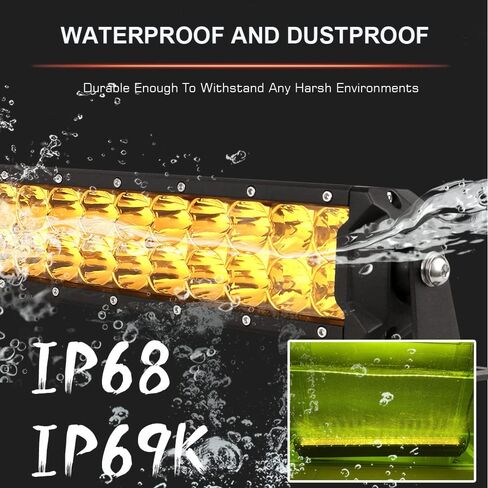 BIGLION.X 22 بوصة شريط إضاءة LED كهرماني 200 وات مجموعة ضوء فيضان بقعة صفراء للطرق الوعرة شريط إضاءة للعمل مع حزام أسلاك مقاوم للماء IP68 12V 24V لشاحنة بيك اب SUV ATV in Kuwait