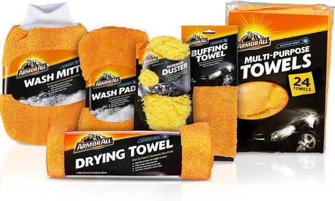 Armor All Car Cleaning Supplies Kit by Armor All, Includes Microfiber Towels, Wash Mitt and Pad, Drying Towel, Buffing Towel and Microfiber Duster in Saudi Arabia