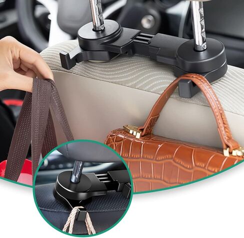 Wqiansc Car Vehicle Back Seat Headrest Hanger Hide Design Car Headrest Hook Heavy Duty Vehicle Back Seat Organizer for Cars Cloth Coat Grocery Handbags in Saudi Arabia