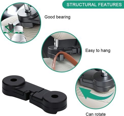 Wqiansc Car Vehicle Back Seat Headrest Hanger Hide Design Car Headrest Hook Heavy Duty Vehicle Back Seat Organizer for Cars Cloth Coat Grocery Handbags in Saudi Arabia