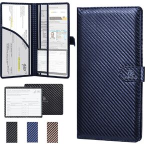 PL ZMPWLQ Vehicle-Glove-Box-Organizer,Car-Registration-and-Insurance-Holder with Magnetic Closure PU Leather Car-Document-Holder for Cards Car Wallet Black