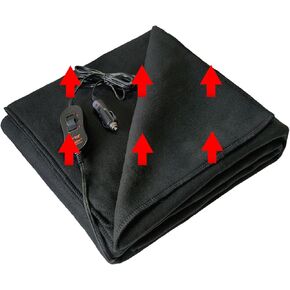 IHEALTHCOMFORT DC12V بطانية تسخين كهربائي من الصوف الدافئ مع وحدة تحكم ذكية في درجة الحرارة العالية/المنخفضة ومؤقت إيقاف تلقائي لمدة 45 دقيقة (57 × 40 بوصة) (أسود) in Kuwait