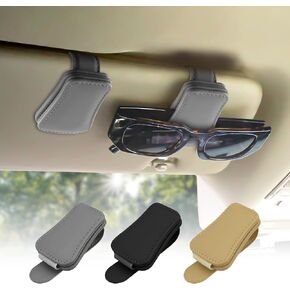 BOLWEO Sunglass Holder for Car 2 Packs,Magnetic Leather Car Accessories Sunglasses Clip for Car Visor Suitable for Thick and Thin Frame Glasses Car Organization Universal for SUV Pickup Truck (Beige) in Saudi Arabia