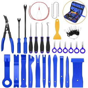 GOOACC 40Pcs Trim Removal Tool,Auto Terminal Removal Key Tool,Auto Clip Pliers Stereo Removal Tools,Car Upholstery Repair Removal Kit,Precision Hook and Pick Set,Wiring Threader,Car Film Scrape-Black