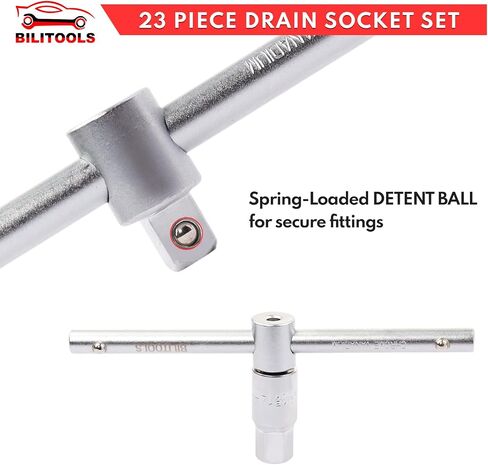 BILITOOLS 23-Piece Drain Plug Socket Set, 3/8" Drive Oil Drain Plug Key for Back Axle, Differential, Gearboxe & Engine Oil Sump in Saudi Arabia