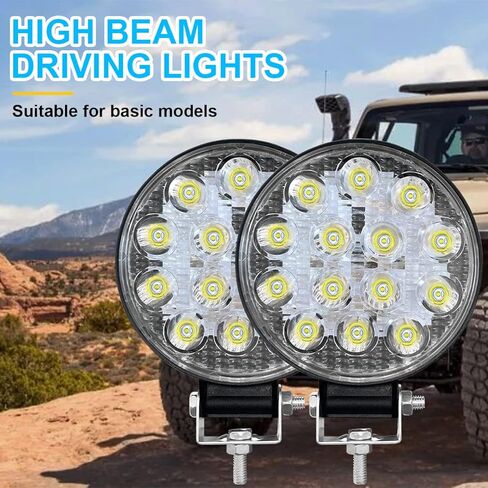 2 قطعة ضوء عمل LED دائري، 42 وات 4.3 بوصة أغطية إضاءة LED للقيادة على شريط السقف، بقعة مصابيح ضباب مقاومة للماء فائقة السطوع، عالمية للشاحنات، على الطرق الوعرة، السيارة، ATV، SUV، القارب in Kuwait