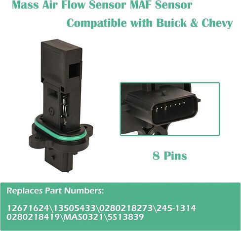 مستشعر تدفق الهواء الشامل مستشعر MAF متوافق مع B u i c k Encore Verano Chevy Cruze Sonic Trax لاستبدال 12671624 0280218419 in Kuwait
