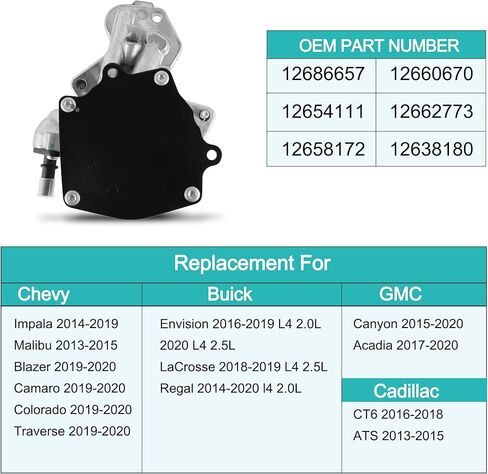 اولينك مضخة فراغ الفرامل 12686657 (محرك 2.0 لتر/2.5 لتر) لسيارة شيفي امبالا ماليبو بليزر كامارو كولورادو ترافيرس جي ام سي كانيون اكاديا كاديلاك سي تي 6 ايه تي اس بويك ريجال لاكروس انفيجن in Kuwait