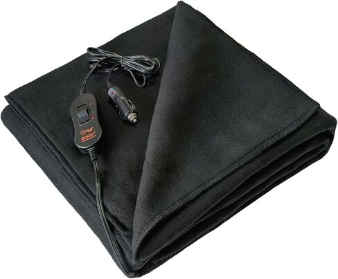 IHEALTHCOMFORT DC12V بطانية تسخين كهربائي من الصوف الدافئ مع وحدة تحكم ذكية في درجة الحرارة العالية/المنخفضة ومؤقت إيقاف تلقائي لمدة 45 دقيقة (57 × 40 بوصة) (أسود) in Kuwait