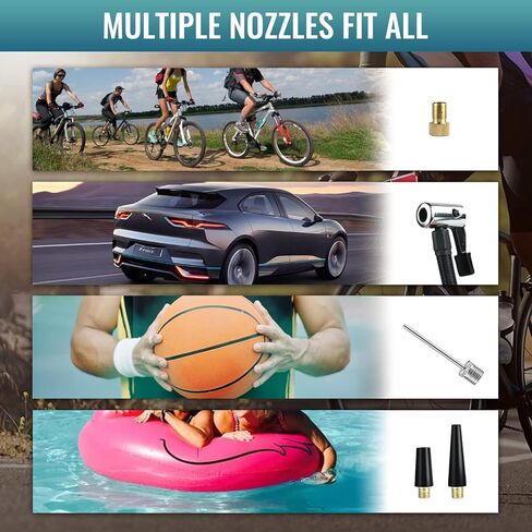 منفاخ إطارات ضاغط هواء محمول، مضخة دراجة كهربائية قابلة لإعادة الشحن بقدرة 8000 مللي أمبير في الساعة، مضخة هواء صغيرة لاسلكية بقوة 150 رطل لكل بوصة مربعة مع ضوء الطوارئ ومقياس الضغط الرقمي، مضخة إطار لدراجة السيارة والدراجة النارية in Kuwait