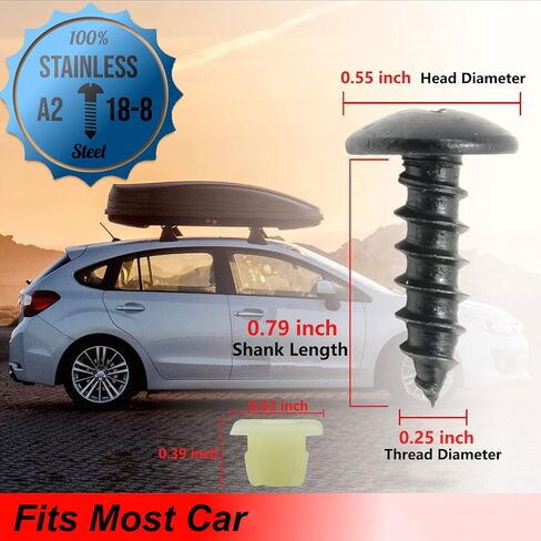 مجموعة براغي لوحة الترخيص، براغي لوحة الترخيص مع حشوات من النايلون لتأمين لوحة الترخيص الأمامية/الخلفية، 18-8/304 براغي تثبيت ذاتية مقاومة للصدأ من الفولاذ المقاوم للصدأ للسيارات/الشاحنات - 4 قطع in Kuwait