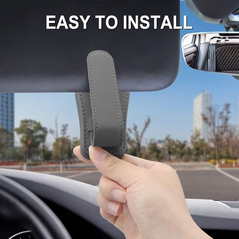 BOLWEO Sunglass Holder for Car 2 Packs,Magnetic Leather Car Accessories Sunglasses Clip for Car Visor Suitable for Thick and Thin Frame Glasses Car Organization Universal for SUV Pickup Truck (Beige) in Saudi Arabia