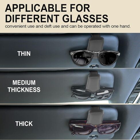 BOLWEO Sunglass Holder for Car 2 Packs,Magnetic Leather Car Accessories Sunglasses Clip for Car Visor Suitable for Thick and Thin Frame Glasses Car Organization Universal for SUV Pickup Truck (Beige) in Saudi Arabia