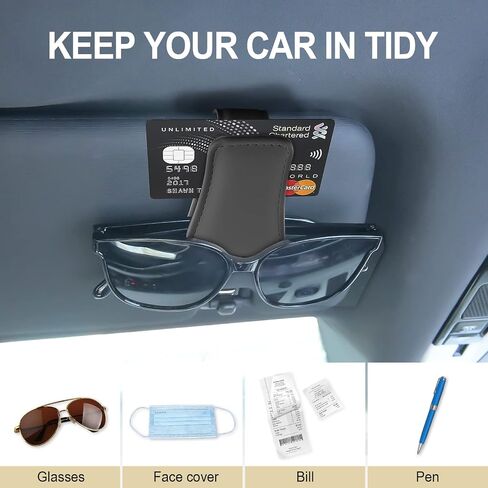 BOLWEO Sunglass Holder for Car 2 Packs,Magnetic Leather Car Accessories Sunglasses Clip for Car Visor Suitable for Thick and Thin Frame Glasses Car Organization Universal for SUV Pickup Truck (Beige) in Saudi Arabia