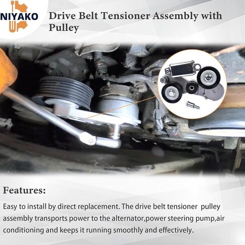 Niyako Drive Belt Tensioner Assembly with Pulley Replacement# 12663047 12633829 12650244 12655192 Fit 2012-2016 LaCrosse Regal, 2007-2009 Saturn Vue, 2008-2014 Malibu, 2014 Impala in Saudi Arabia