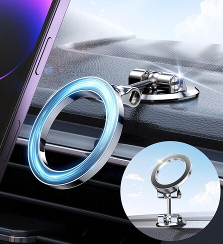 ADIUPUL Folding Fits Magsafe Car Mount【Military Grade All Metal】 for iPhone Car Mount, Magnetic Phone Holder for Car Fit for iPhone 14 13 12 Pro Max Plus Mini MagSafe Case Accessories 2023 Upgrade in Kuwait