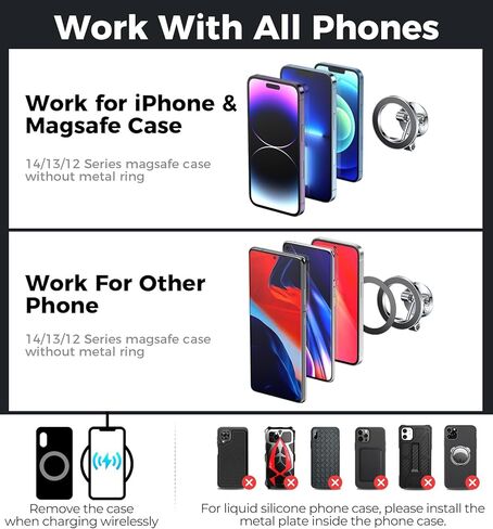 ADIUPUL Folding Fits Magsafe Car Mount【Military Grade All Metal】 for iPhone Car Mount, Magnetic Phone Holder for Car Fit for iPhone 14 13 12 Pro Max Plus Mini MagSafe Case Accessories 2023 Upgrade in Kuwait