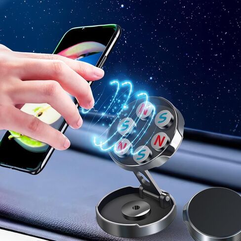 Foldable Magnetic Phone Holder for Car/Desk, [ 360° Rotation ] Super Magnetic Smart Phone Holder, Universal Dashboard Car Mount for Cell Phone in Saudi Arabia