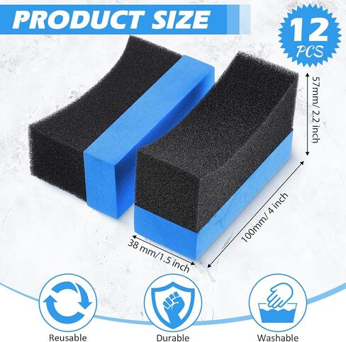 Frienda 12 Pcs Even Tire Applicator Dressing Shine Sponge, Reusable Tire Dressing Applicator Pad, Soft Color Polishing Sponge for Car Glass, Painted Steel, Porcelain and More(Yellow) in Saudi Arabia