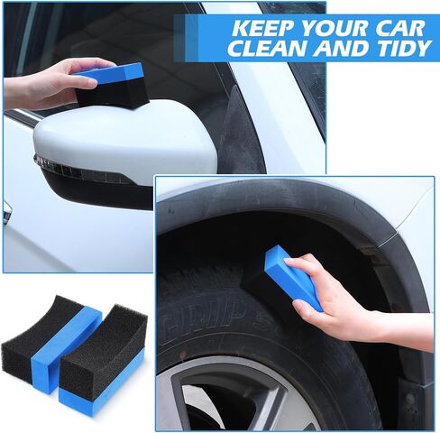 Frienda 12 Pcs Even Tire Applicator Dressing Shine Sponge, Reusable Tire Dressing Applicator Pad, Soft Color Polishing Sponge for Car Glass, Painted Steel, Porcelain and More(Yellow) in Saudi Arabia
