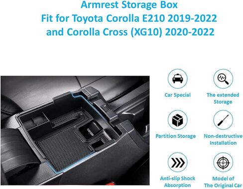 DSDFGH for 2019-2023 Toyota Corolla / 2022 2023 Corolla Cross Center Console Organizer Tray Armrest Insert Storage Box Corolla Hatchback Corolla Cross Accessories Rubber Mats Anti-slip in Kuwait