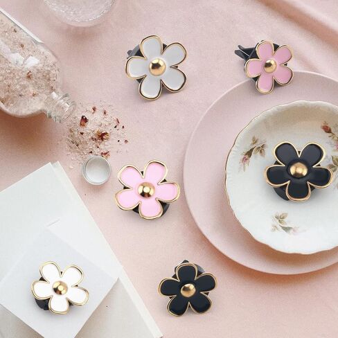 Daisy Car Decoration Flower Air Vent Clip Air Conditioning Outlet Clip Car Air Freshener Clip Car Interior Decor Charm Colorful Car Accessories for Women Interior Cute Set (4PCS-Black-No Scent) in Saudi Arabia