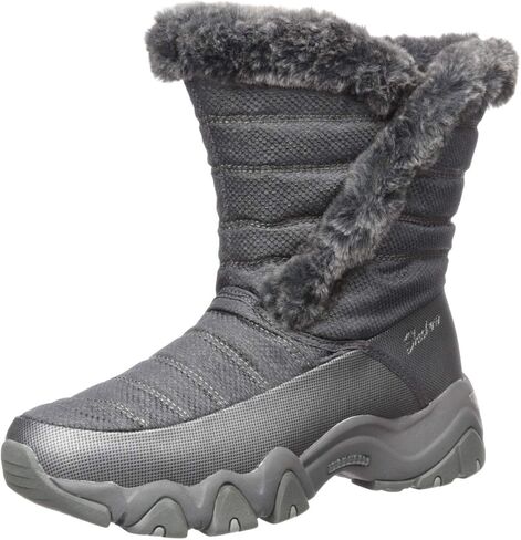 Skechers Women's D'Lites 2.0-Mid Quilted Sneaker Boot with Fur Trim Snow in Saudi Arabia