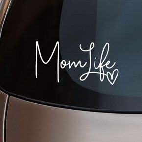 Mom Life Car Decal- Pink, Mint Green, or White - Cute Sticker for Women - 6" Size for Laptop or Window (White) in Kuwait
