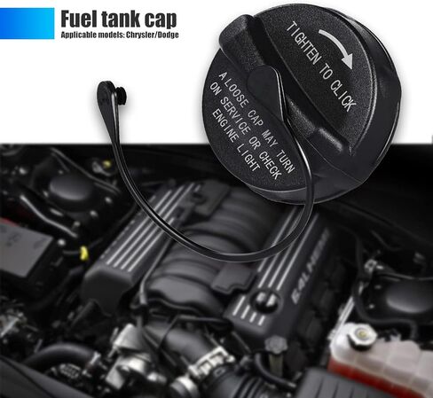 قطعة واحدة من غطاء الغاز، غطاء الوقود متوافق مع Chrysler 200 300 Town 2000-2019 Dodge Ram، استبدال #52030377AB 5278632AG غطاء حشو خزان الوقود (أسود) in Kuwait