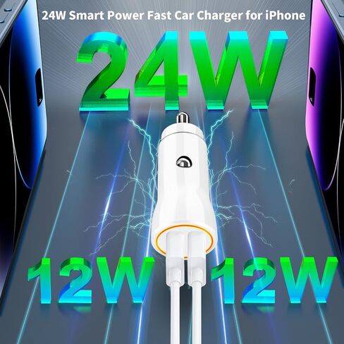 [معتمد من Apple MFi] شاحن سيارة سريع iPhone 14، KASHIMURA 4.8A شاحن سيارة سريع USB مزدوج مع 2 سلك شحن سريع إلى USB لأجهزة iPhone 14 13 12 11 Pro Max/XS Max/XR/SE/X/iPad in Kuwait