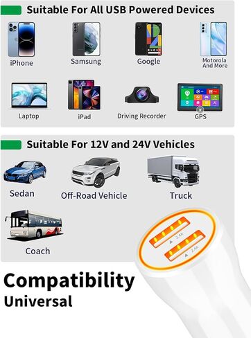 [معتمد من Apple MFi] شاحن سيارة سريع iPhone 14، KASHIMURA 4.8A شاحن سيارة سريع USB مزدوج مع 2 سلك شحن سريع إلى USB لأجهزة iPhone 14 13 12 11 Pro Max/XS Max/XR/SE/X/iPad in Kuwait