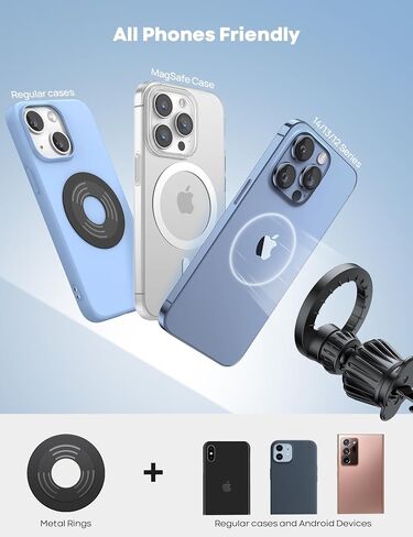 Lamicall Fits MagSafe Car Mount - [20 Super Magnets] Magnetic Car Phone Mount, Air Vent Cell Phone Holder Clip, MagSafe Accessories for iPhone 14 13 12 Pro Max Plus Mini & MagSafe Case & All Phones in Saudi Arabia