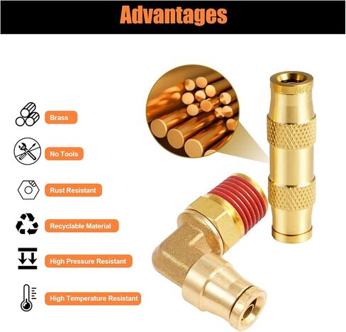 soundfuse 10 Pcs DOT Air Fitting, Brass DOT Air Brake Line Fitting Connector Assortment Kit 1/4" 3/8" 1/2" Push to Connect Fittings Air Brake Fittings Repair Kit for Air System, Industrial, Trucks in Saudi Arabia