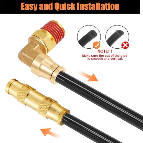 soundfuse 10 Pcs DOT Air Fitting, Brass DOT Air Brake Line Fitting Connector Assortment Kit 1/4" 3/8" 1/2" Push to Connect Fittings Air Brake Fittings Repair Kit for Air System, Industrial, Trucks in Saudi Arabia
