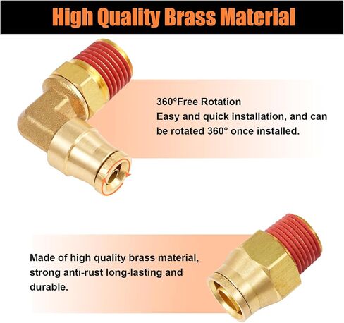 soundfuse 10 Pcs DOT Air Fitting, Brass DOT Air Brake Line Fitting Connector Assortment Kit 1/4" 3/8" 1/2" Push to Connect Fittings Air Brake Fittings Repair Kit for Air System, Industrial, Trucks in Saudi Arabia