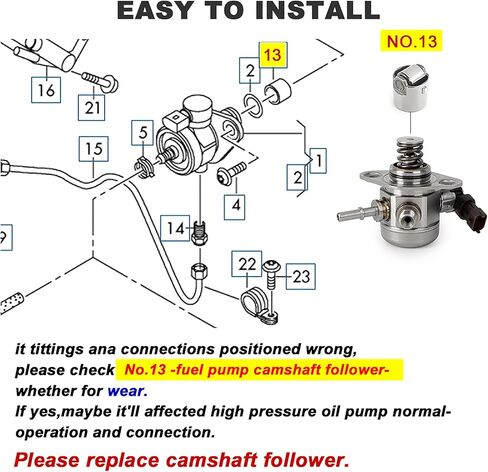 CNSPEED 35320-2B220 High Pressure Fuel Pump Mechanical Fuel Oil Pump Compatible with 12-17 Hyundai Veloster/Accent, 12-16 Kia Soul/Rio/Forte 1.6L Replaces OE 35320-2B220, 35320-2B140, 353202B130 in Kuwait