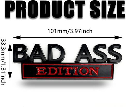Bad Ass Edition Emblem for Car, Car Fender Bumper Hood Trunk Door 3D Badge Sticker Decal, Car Exterior Emblems Replacement Accessories, Fit for Car Truck SUV(Black) in Kuwait