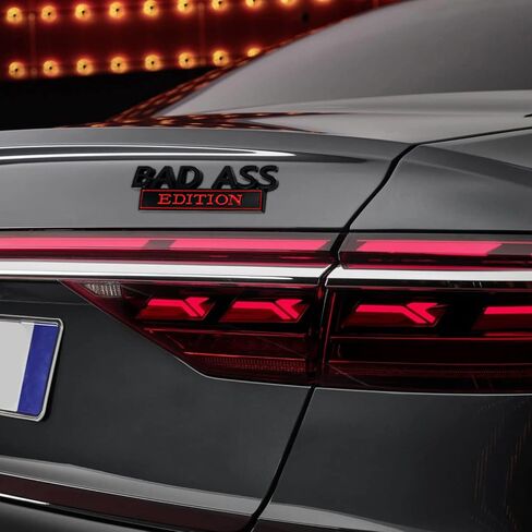 Bad Ass Edition Emblem for Car, Car Fender Bumper Hood Trunk Door 3D Badge Sticker Decal, Car Exterior Emblems Replacement Accessories, Fit for Car Truck SUV(Black) in Kuwait