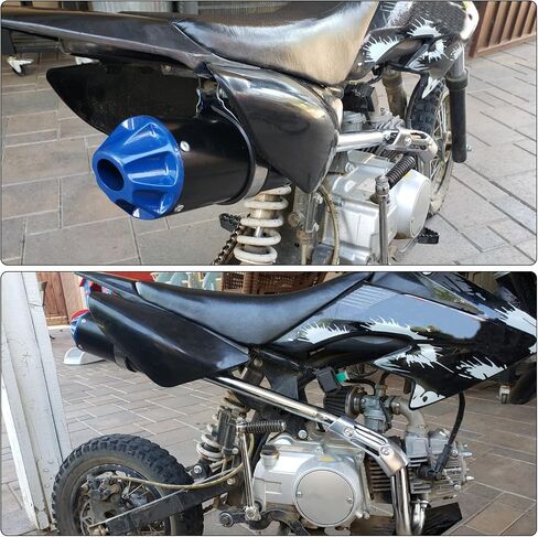 أنبوب كاتم صوت عادم 28 مم من GREHUA مع غلاف درع حراري لـ 50cc 90cc 110cc 125cc CRF50 CRF70 XR50 SSR110 SSR125 Taotao DB10 DB14 Baja Xpro Apollo Rocketa TTR SDG Coolster Dirt Pit Bike أزرق in Kuwait