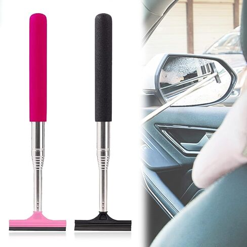 Retractable Car Side Mirror Wiper: 2pcs 38.6in Retractable Portable Wiper, Multifunctional Car Rearview Mirror Wiper, Retractable Auto Glass Squeegee for All Vehicles Glass, Rainy Foggy Weather in Saudi Arabia