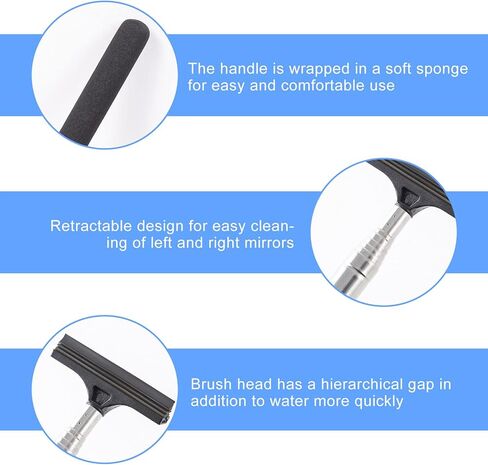 Retractable Car Side Mirror Wiper: 2pcs 38.6in Retractable Portable Wiper, Multifunctional Car Rearview Mirror Wiper, Retractable Auto Glass Squeegee for All Vehicles Glass, Rainy Foggy Weather in Saudi Arabia