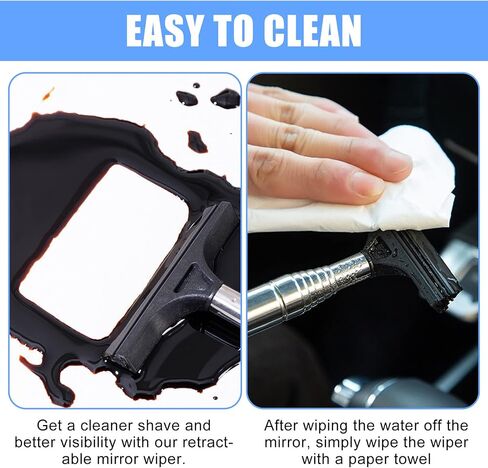 Retractable Car Side Mirror Wiper: 2pcs 38.6in Retractable Portable Wiper, Multifunctional Car Rearview Mirror Wiper, Retractable Auto Glass Squeegee for All Vehicles Glass, Rainy Foggy Weather in Saudi Arabia